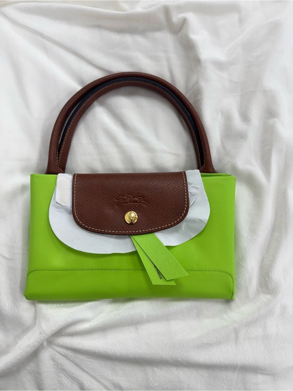 Longchamp  Top-Handle Bag in Lime Green and Brown